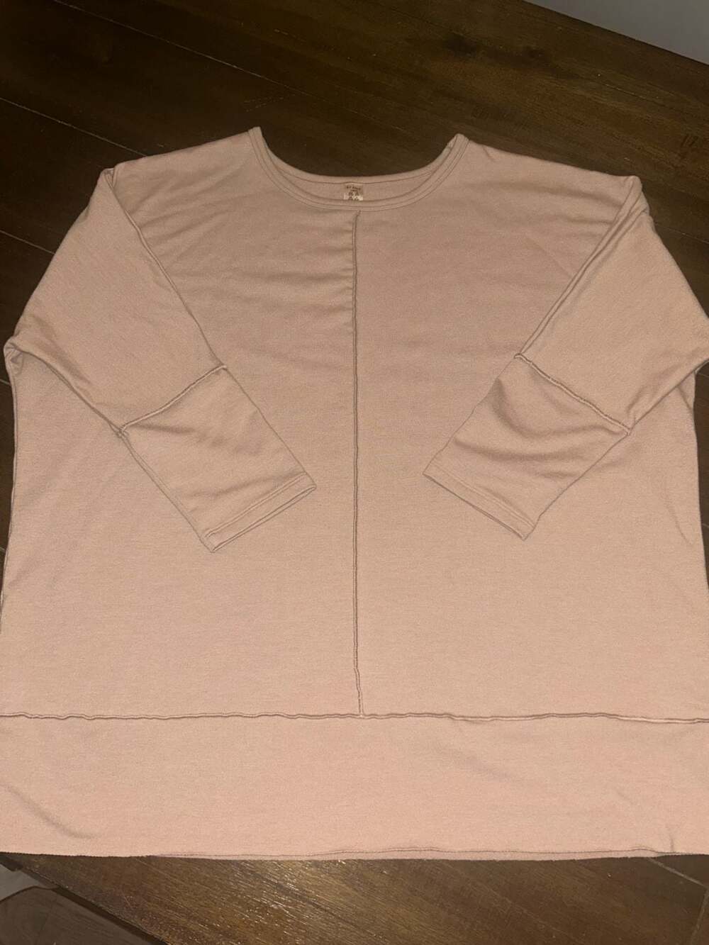Spanx Women's Size Large Beige Raw Edge Pullover Sweatshirt